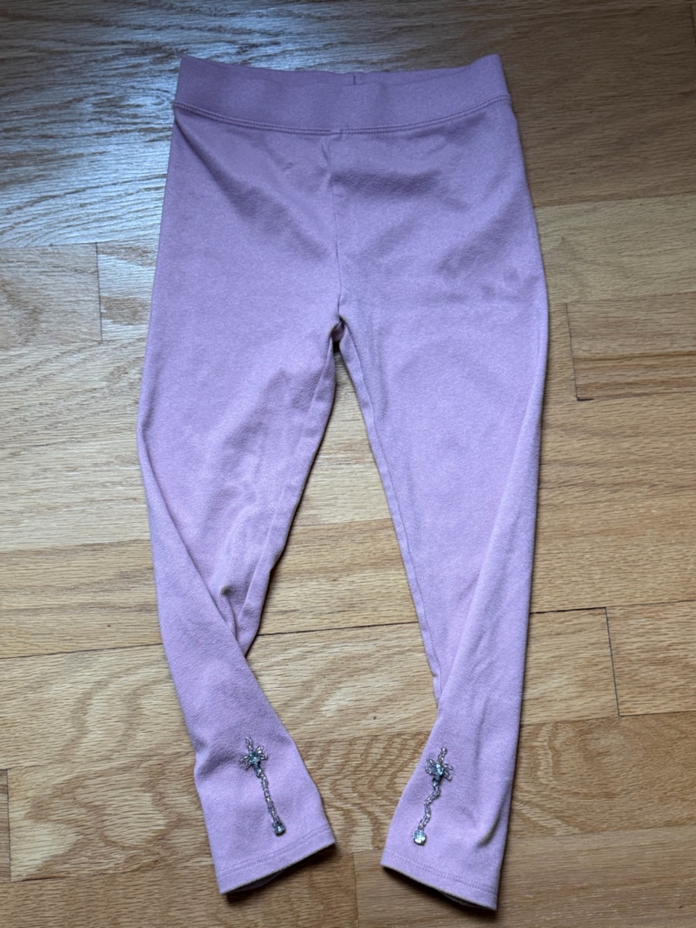 J crew Kids Pink Knit capri Leggings with rhinestone detail